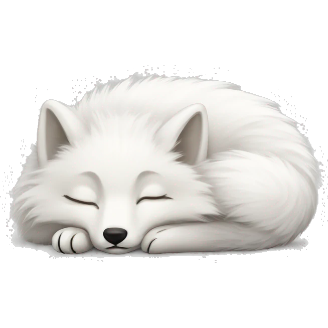 fluffy arctic fox sleeping emoji
