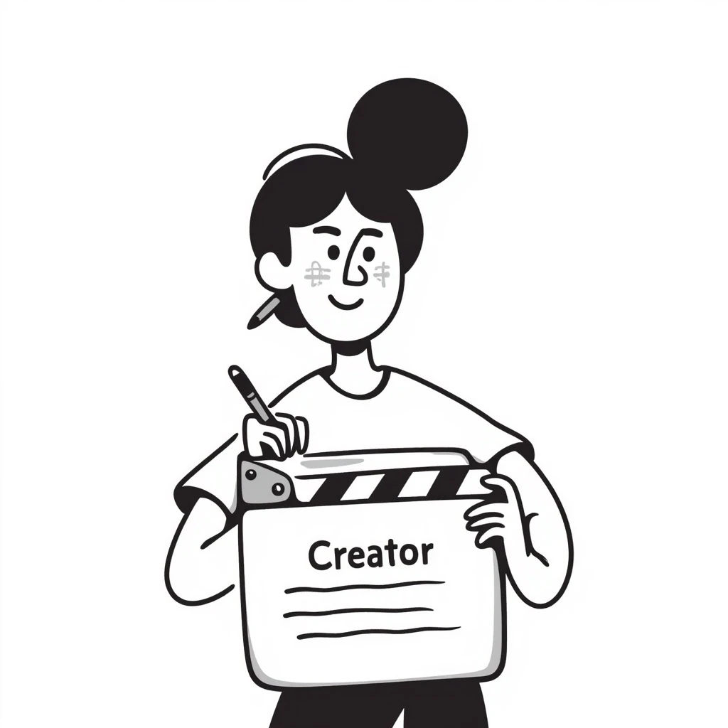 a content creator holding a clapperboard, hand-drawn doodle style emoji