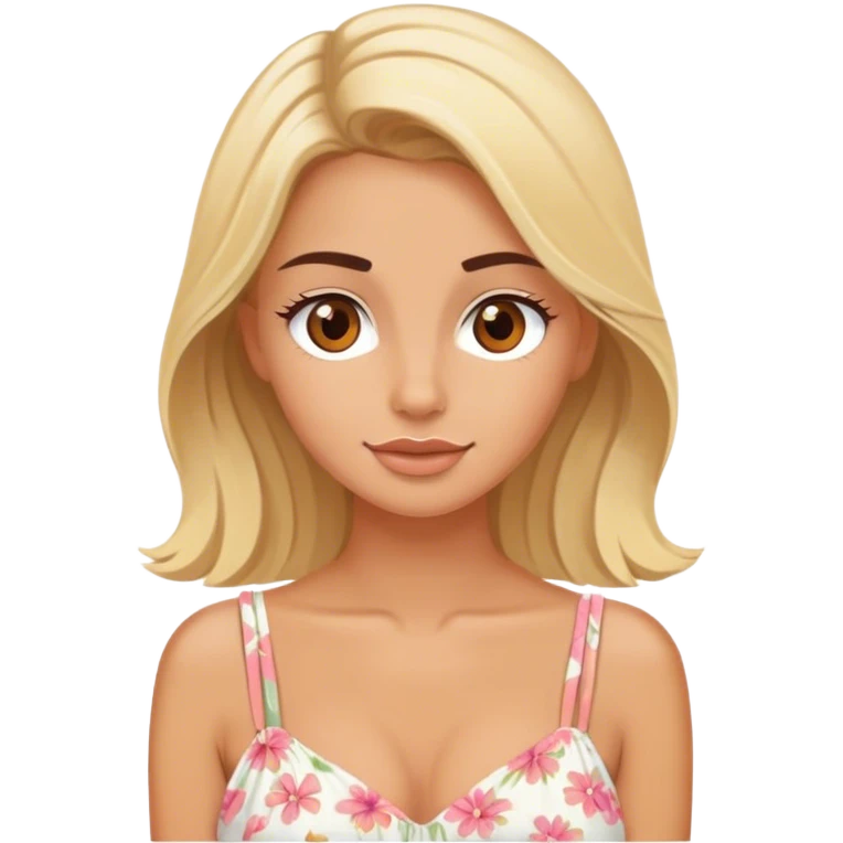 Luxury blonde model, brown eyes, honeymoon travel emoji