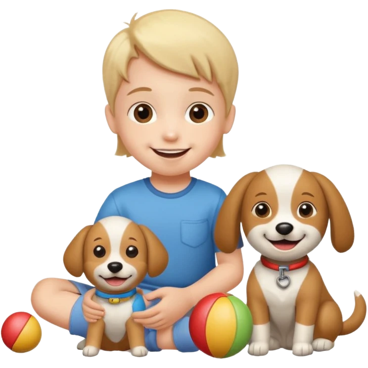 child with dog toys emoji