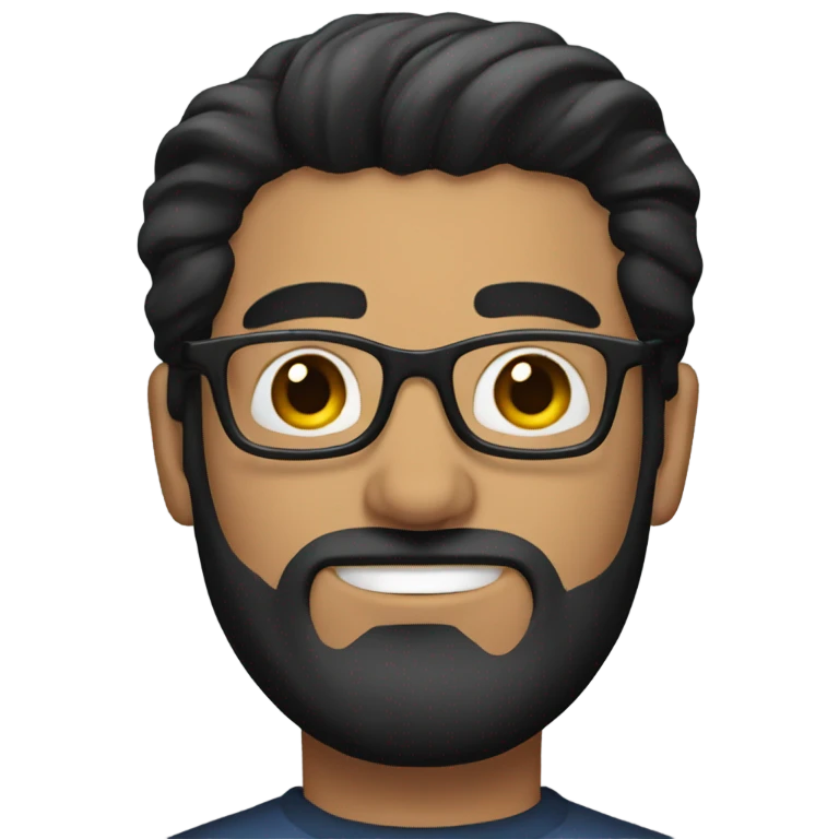 Man with black hair that is slicked back, with glasses and beard  emoji
