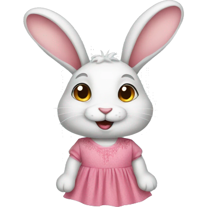 Rabbit with pink dress emoji