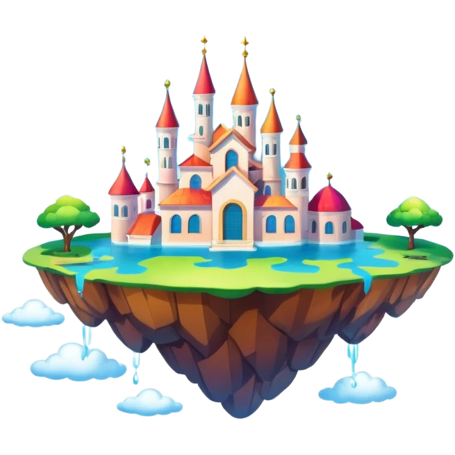 surreal heaven with floating islands, whimsical clouds, and impossible architecture emoji