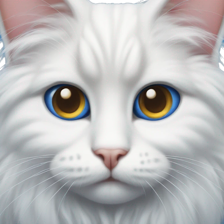 Gato angora con ojos azules blanco  emoji