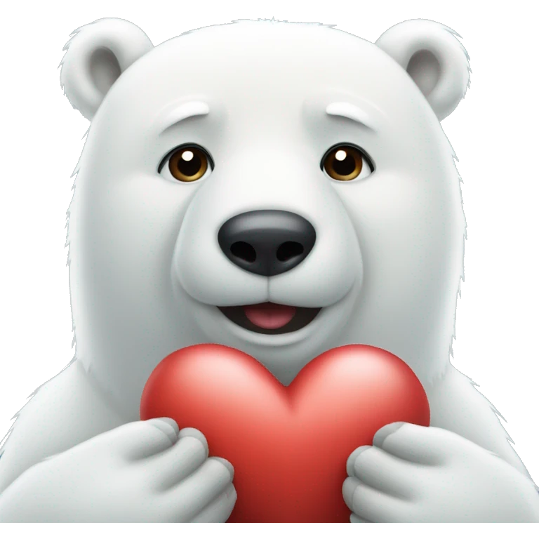 Polar bear holding a heart emoji