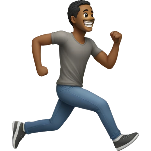 Man running in a circle with a smile emoji