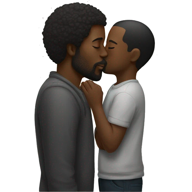 Black man kissing black man emoji
