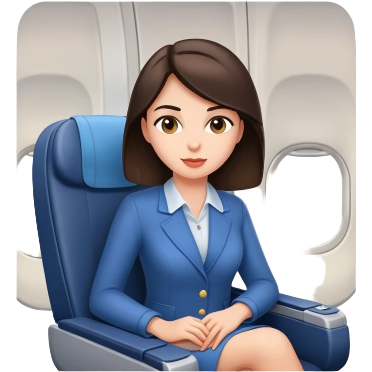 Brunette sitting on airplane seat emoji