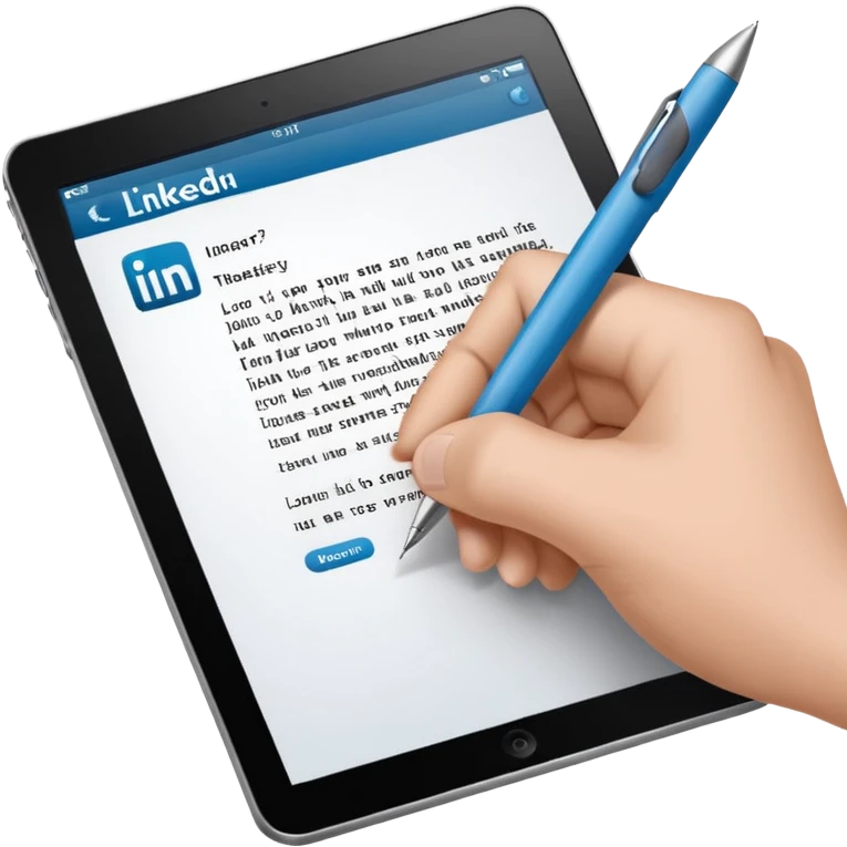 A hand writing a paper with the LinkedIn logo on it emoji