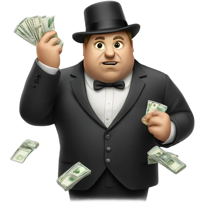 White fat gambler losing his money emoji