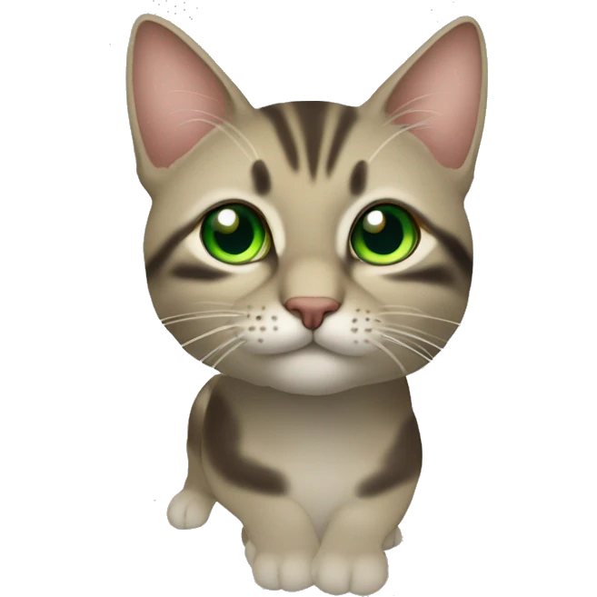Кошка сфинкс серого цвета с зелеными глазами  emoji