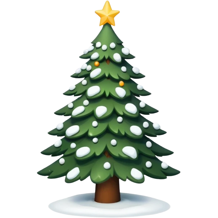Christmas tree with white lights in nature and snow on top emoji