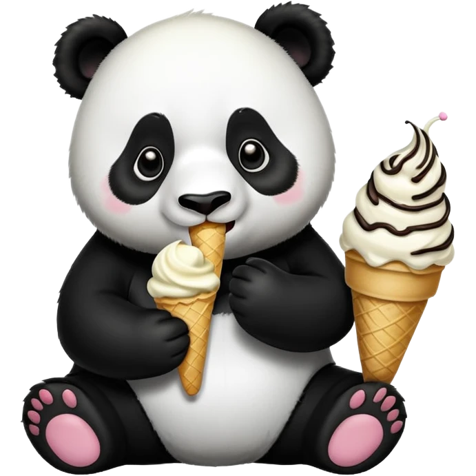 Panda eating ice cream emoji