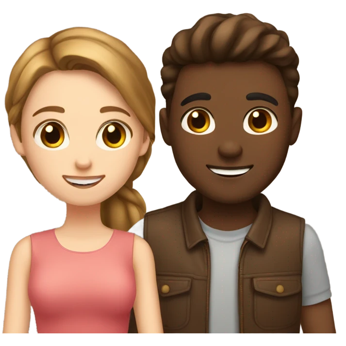 A girl and a guy love each other with fair skin and brown hair emoji