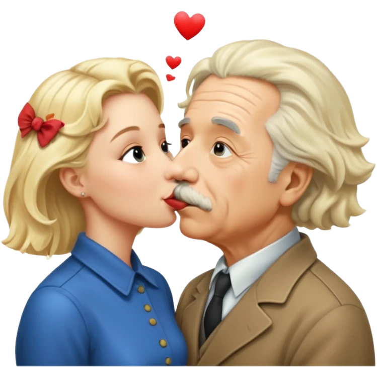 albert einstein kissing a blonde woman emoji