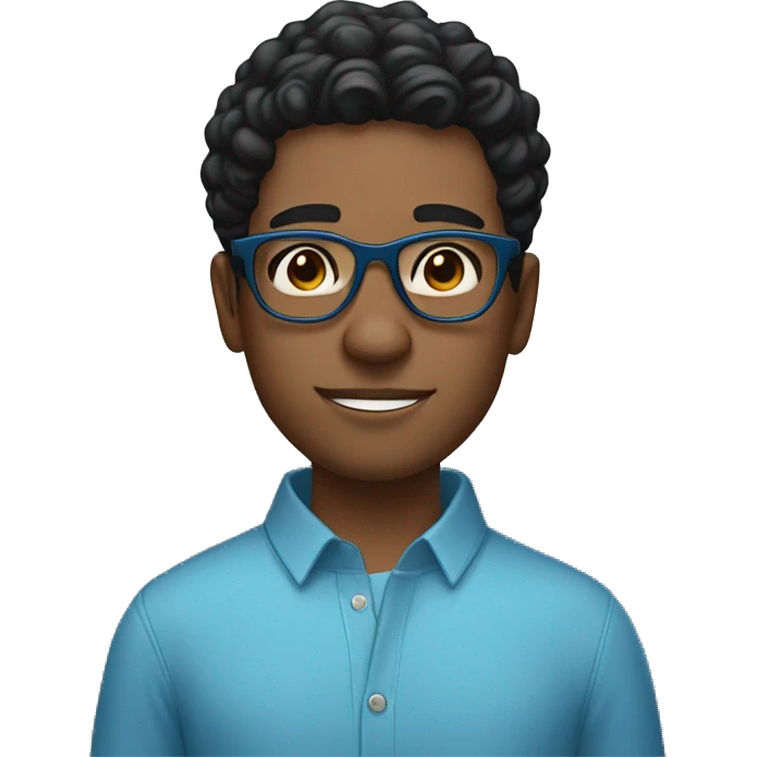 lightskinned guy with wavy short black hair and round blue glasses emoji