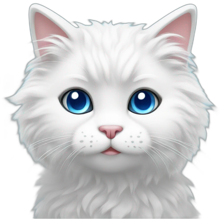 White fluffy cat with blue eyes rag doll emoji
