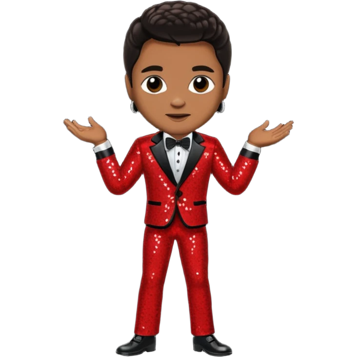Jackie Wilson with dark brown hair, red sequin outfit emoji