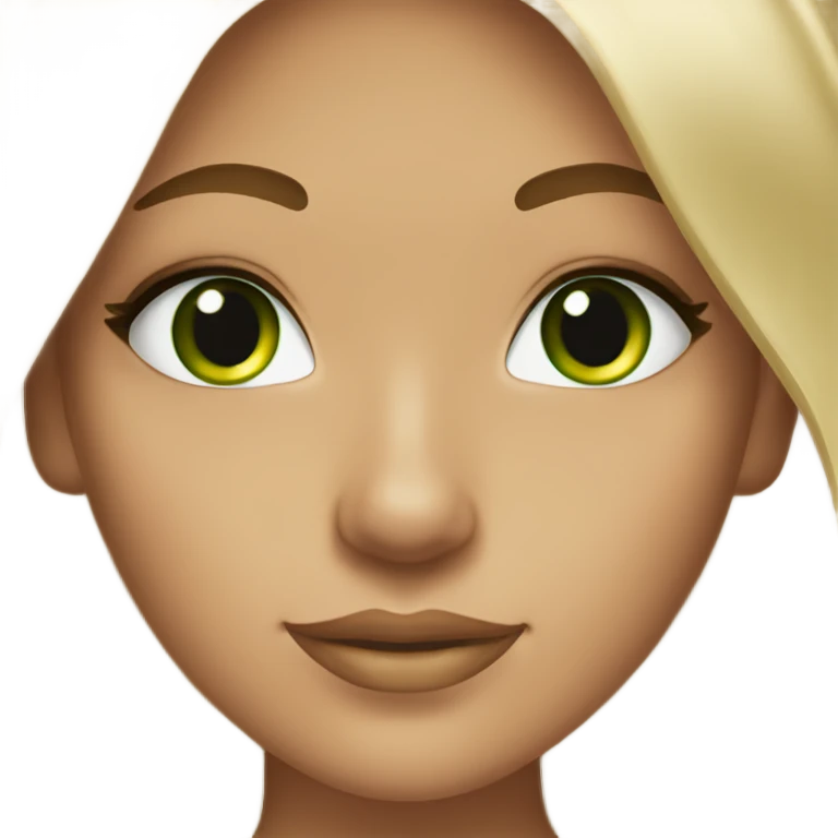 tan girl with green eyes and lashes with brunette hair and blonde moneypieces  emoji