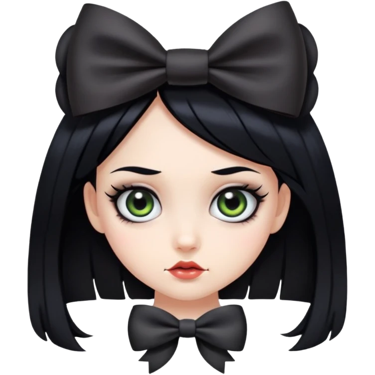 girl with black  bow and freaky eyes emoji