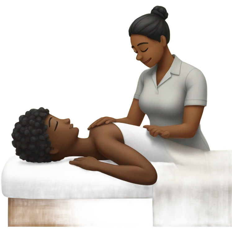 Black man massaging black woman emoji