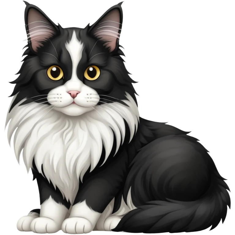 black and white tuxedo maine coon cat emoji