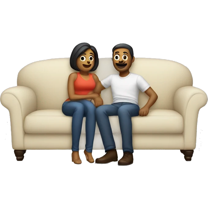 Pareja abrazada en un sofá  emoji