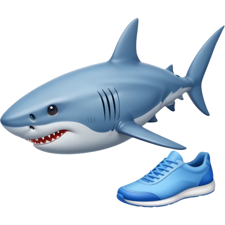 shark swimming with blue shoes emoji