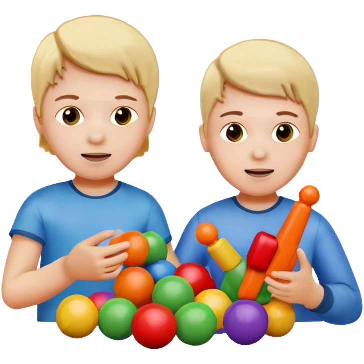 two kids playing with toys at home emoji