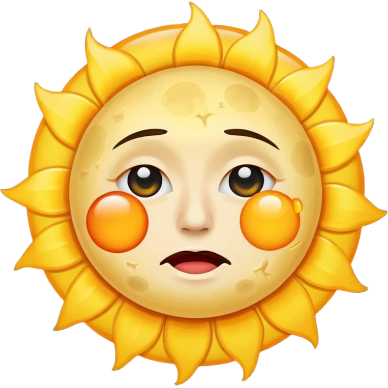 moon in front of the sun (in an eclipse) with classic emoji tear (crying) emoji
