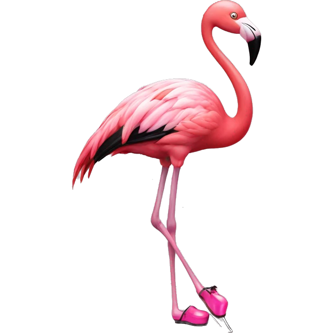 flamingo with tap-dancing shoes emoji