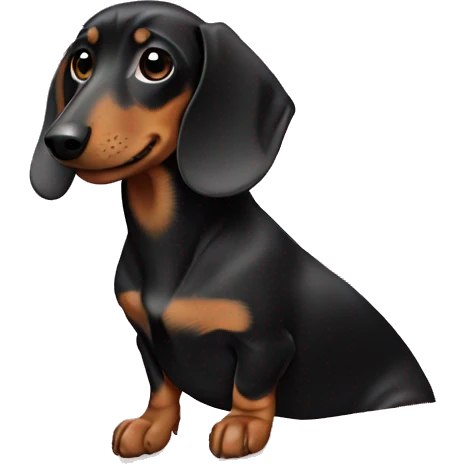 Black and tan dachshund in a present emoji
