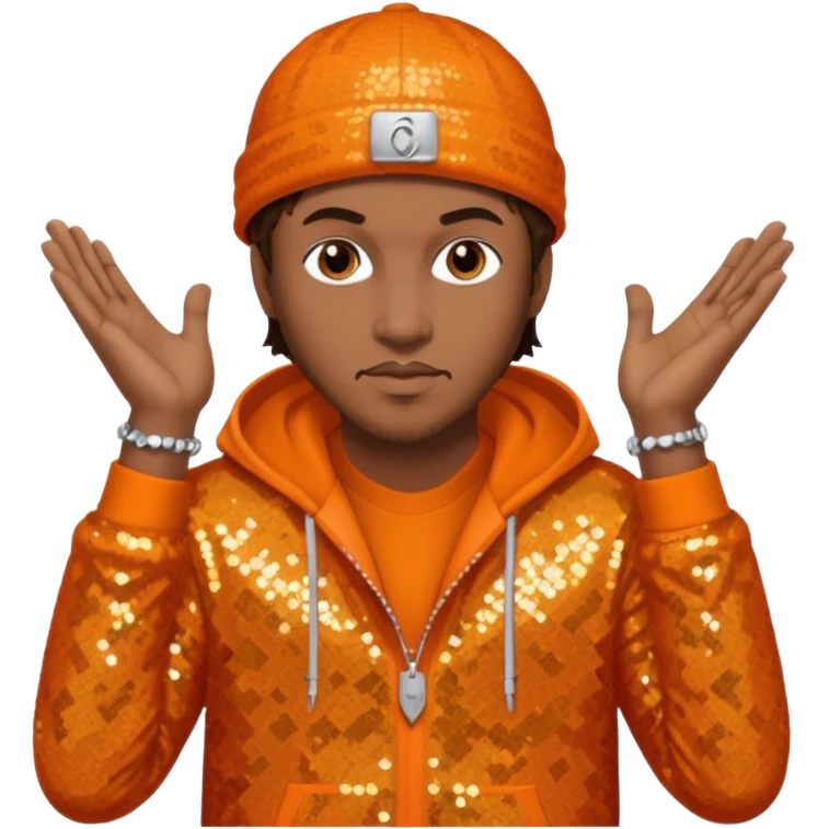 Mystikal, Rapper with dark brown hair, orange sequin outfit emoji