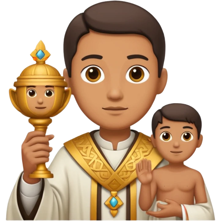 Ancient  mpriests with sculpture emoji