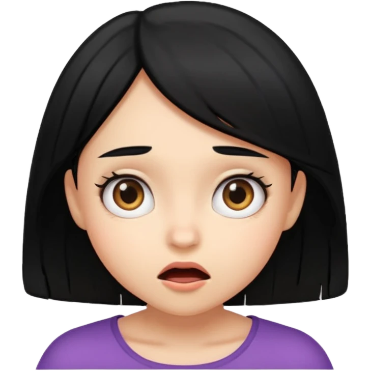 A girl with black hair surprised bending over emoji