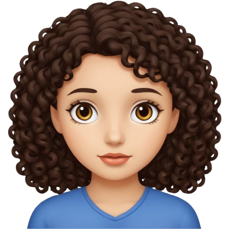 Girl with dark brown curly hair emoji