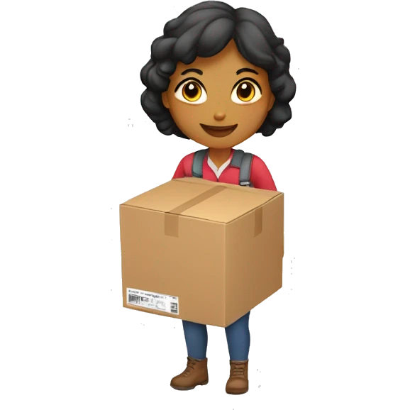 delivery woman cardboard box emoji