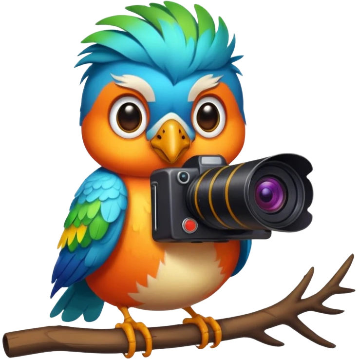 cool looking bird with a camera emoji