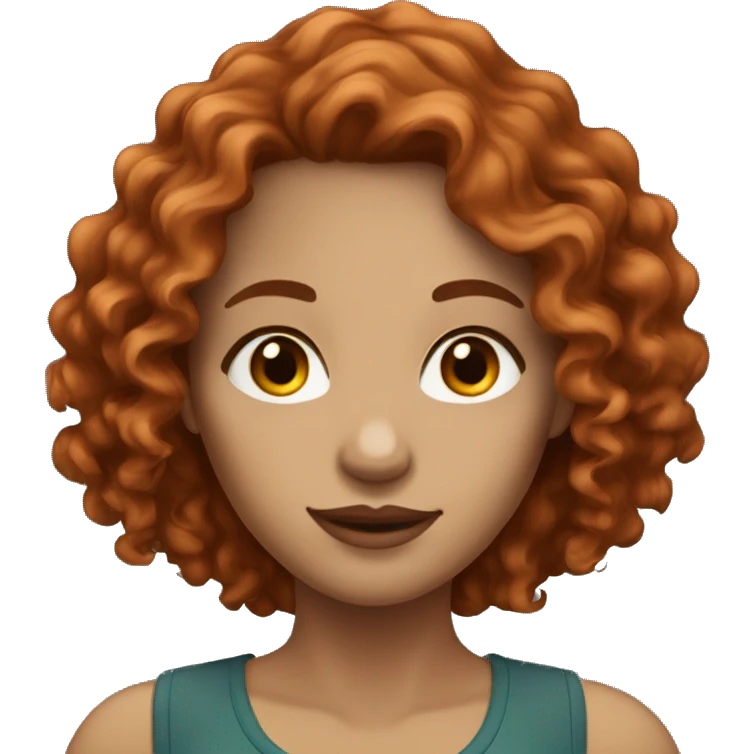 avatar of a woman with long red wavy/curly hair, dark brown eyes and light skin emoji