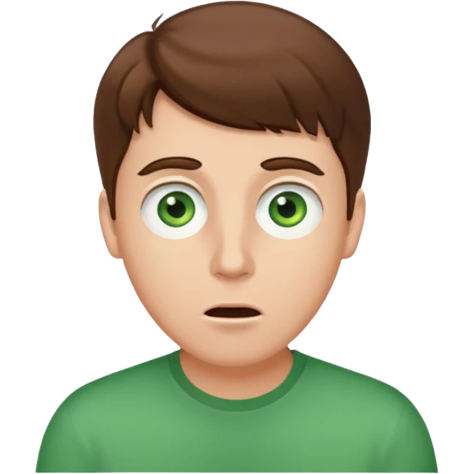 White guy brown hair green eyes surprised face  emoji
