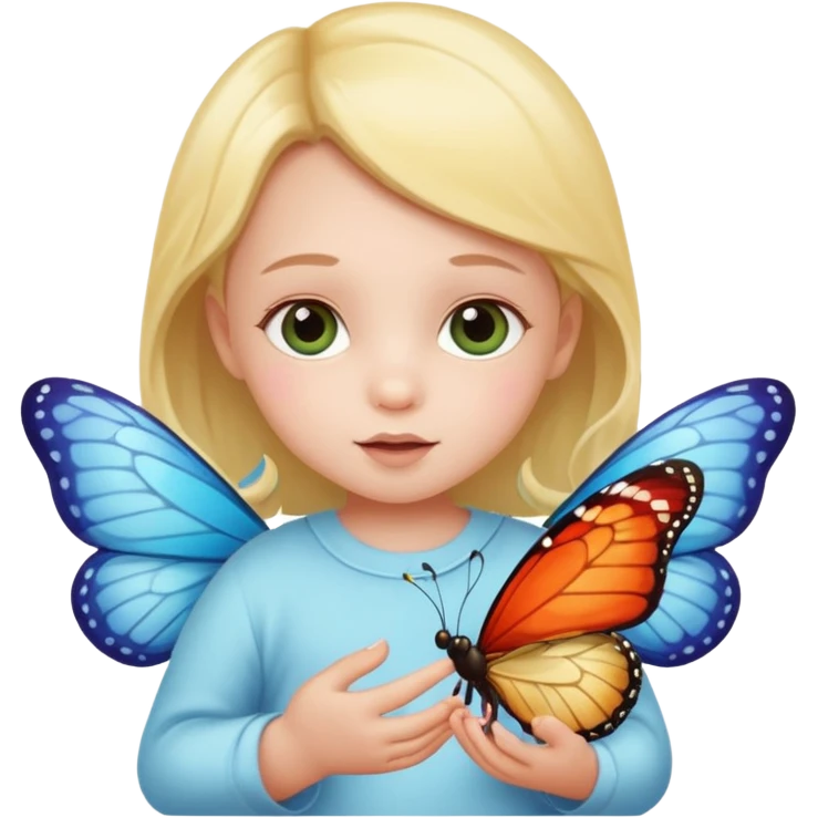 a baby with buffterfly emoji