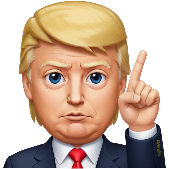 Super realistic Donald Trump pointing index finger up, realistic face emoji