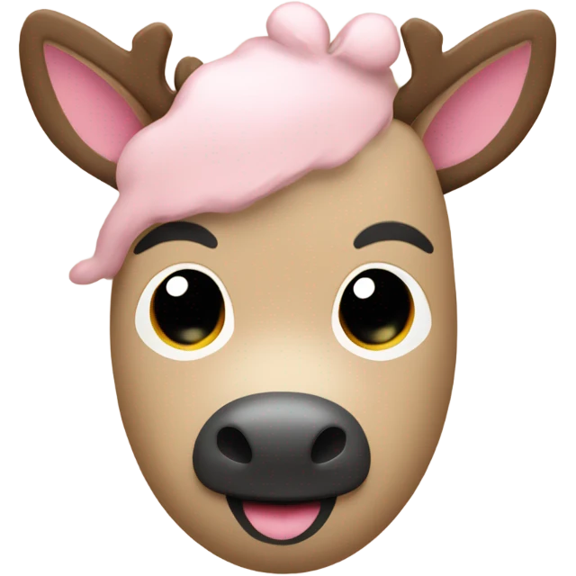 Beige with baby pink Reindeer’s face emoji