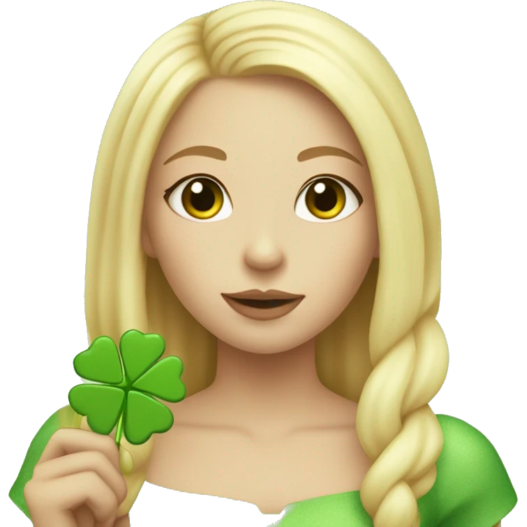 Girl with blonde hair and four leaf clovers in hair eating a popsicle emoji