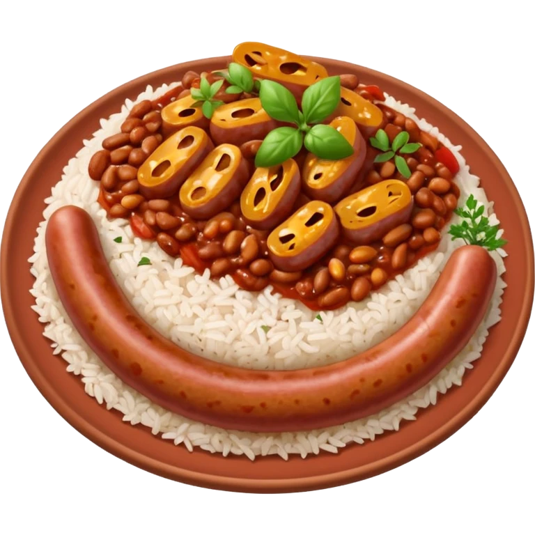 emoji of Rougail saucisse meal. Typical Reunion island meal. Sliced sausage in tomato reduced sauce with thym  emoji