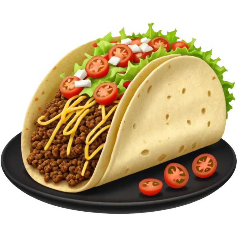 Taco on a black plate,nice  emoji