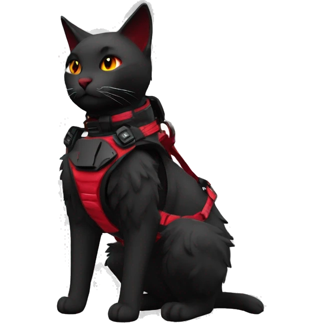 Anthro Edgy Elegant black red anthro cat harness collar cyberpunk techwear emoji