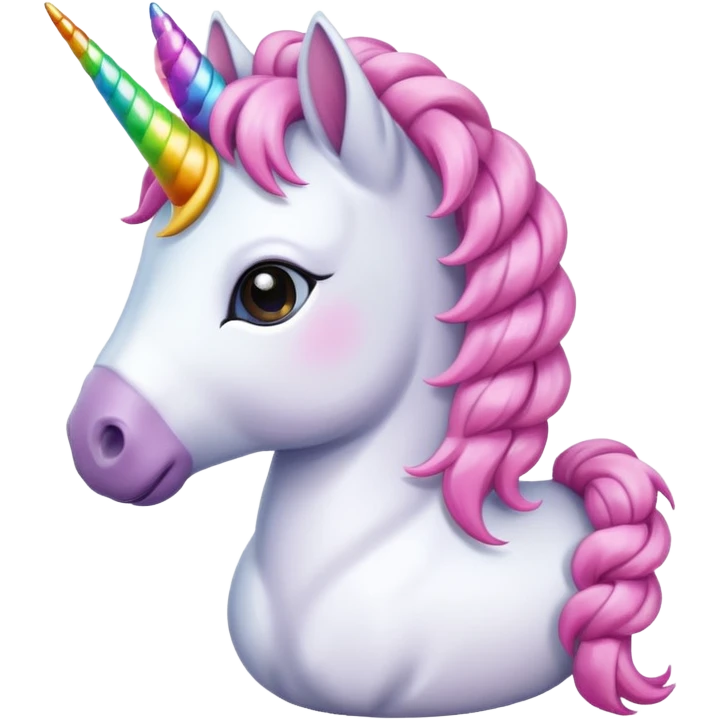 A cute unicorn with braided mane And tail emoji