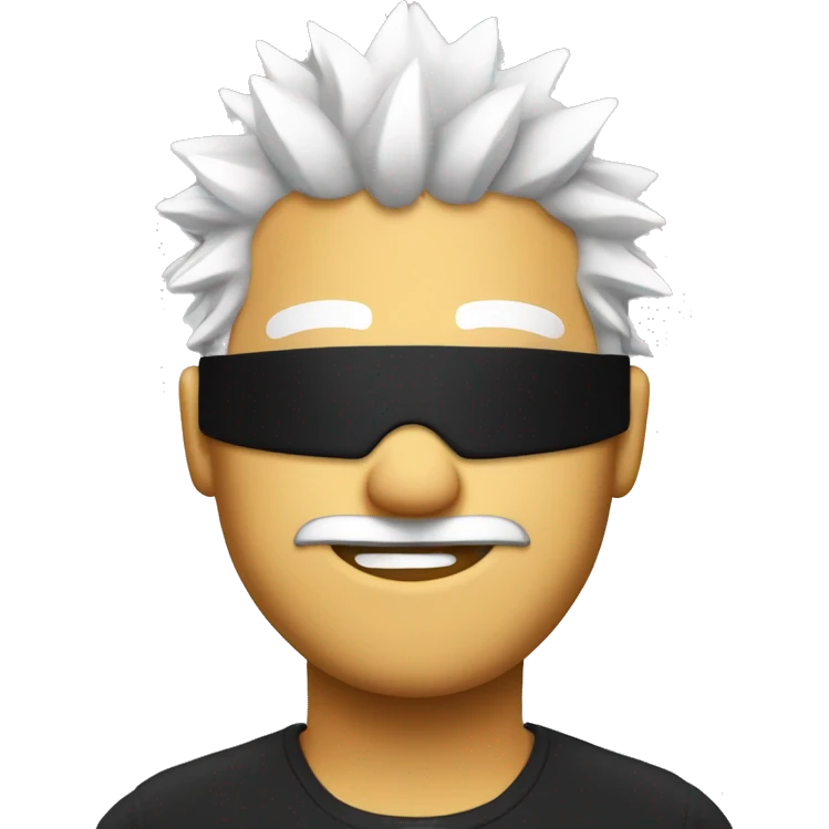 Smug face with a black blindfold an a spiky white hair emoji