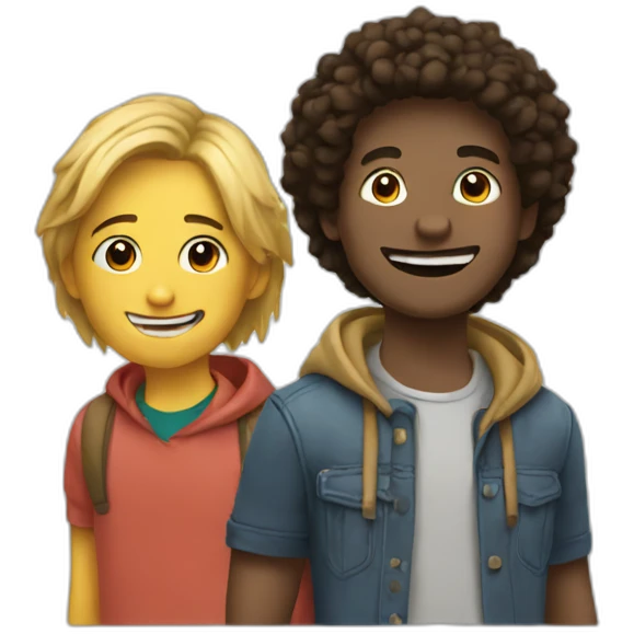 Three friends hanging out boys emoji